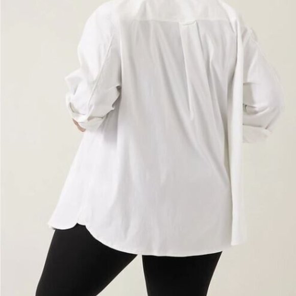 ATHLETA OVERSIZED WHITE POPLIN TOP BUTTON DOWN SHIRT NEW WITH TAGS XXS - Picture 7 of 13
